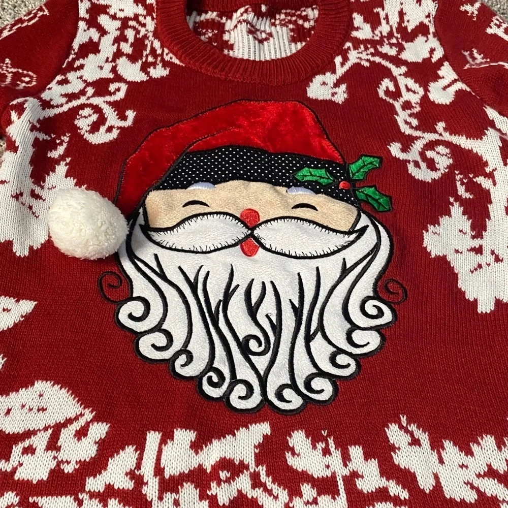 Festive Red Santa Sweater. Size S. Cute design!